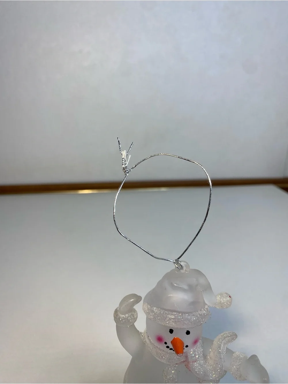 Snow Man Scarf Frosted Glass Figurine Christmas Holiday Iridescent Trims